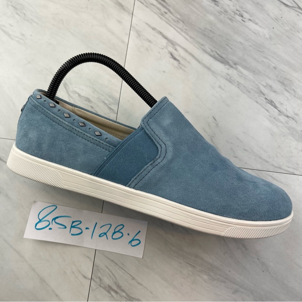 Spenco Orthotic Suede Water Repellent Slip-On Shoes Santa Blue Stone Size 8.5